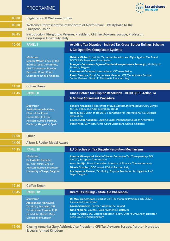 External seminar: CFE Tax Advisers Europe Forum- Creating Tax Certainty in an Uncertain World: Double Taxation, Tax Rulings & Dispute Resolution Processes